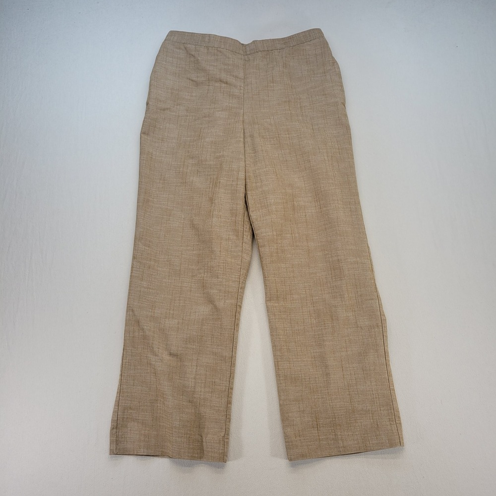 Alfred Dunner Pants Womens 12 Tan Brown Elastic Waist Relaxed Straight Leg